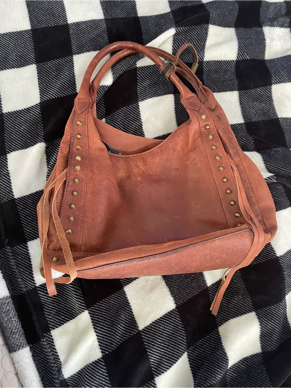 Lucky Brand Rust Brown Leather Hobo Bag with Stud Details
GUC - Picture 1 of 7